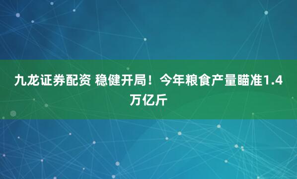 九龙证券配资 稳健开局！今年粮食产量瞄准1.4万亿斤
